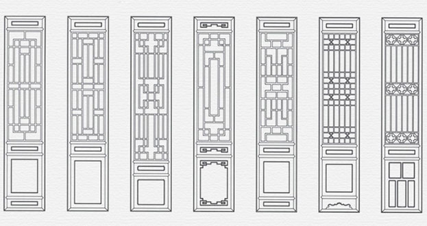 潮南常用中式仿古花窗图案隔断设计图