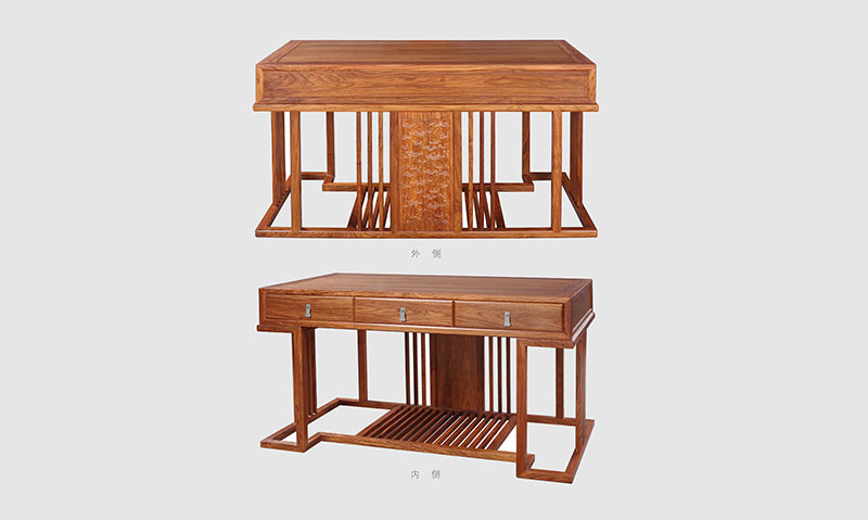 潮南 别墅中式家居书房装修实木书桌效果图